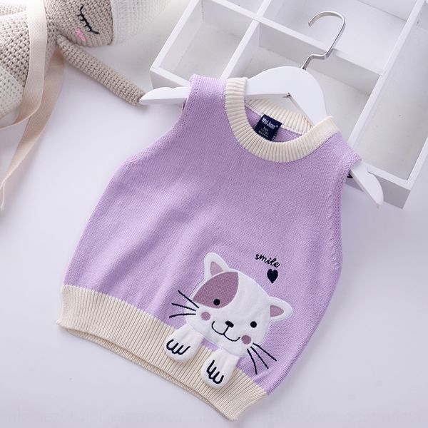 

children's small vest knitwear girl's baby waistcoat girl's children's knitted vest sweater cotton wool sweater embroide, Blue