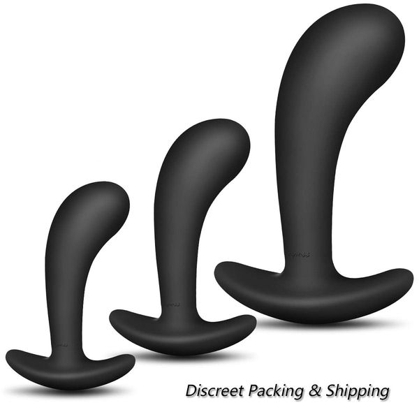 

3pcs comfortable beginners trainer kit butt plugs long-term wear silicone plug for with set training flared for prostate base toys vevj