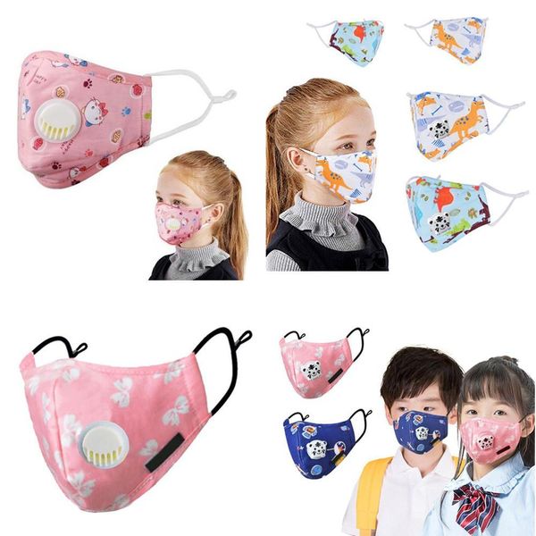 

in stock designer face masks cotton quality kids mask children cartoon face masks with breather valve pm2.5 dustproof protective mask vtofh