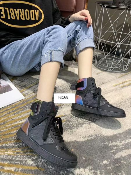 

original box mens rivoli high sneaker shoes luis high rivoli sneakers monogram strass fabric men causal shoes, Black