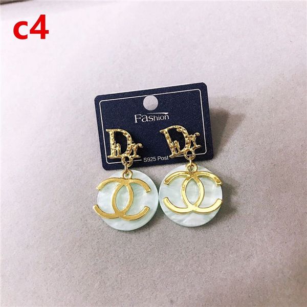 

2679 оптовая brand дизайнер двойные письма серьги уха серьги шпильки gold tone, Silver