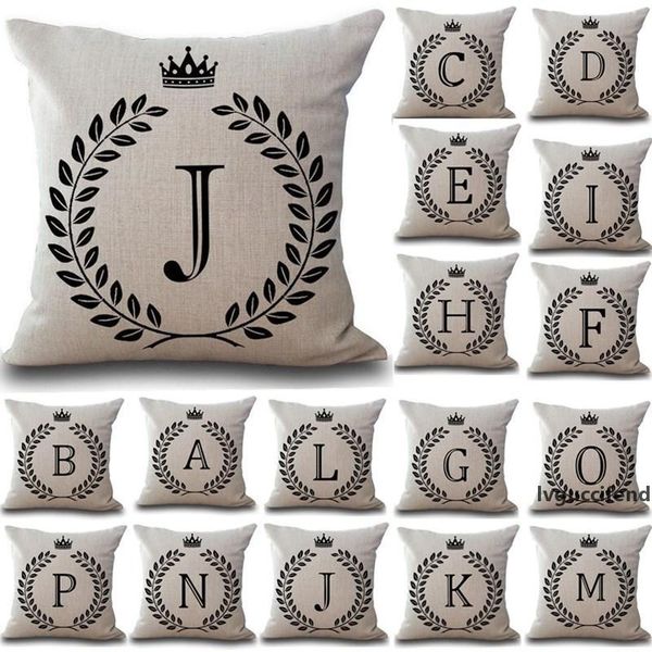 

1pcs crown letter 43*43cm cotton linen throw pillow case cushion cover car home decoration sofa decor decorative pillowcase