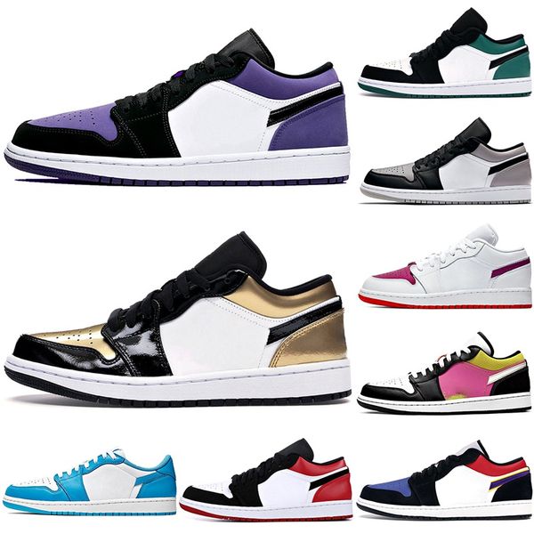 

jumpman 1s low men women basketball shoes 1 pine green active fuchisia black toe chicago concord court purple mens sneakers