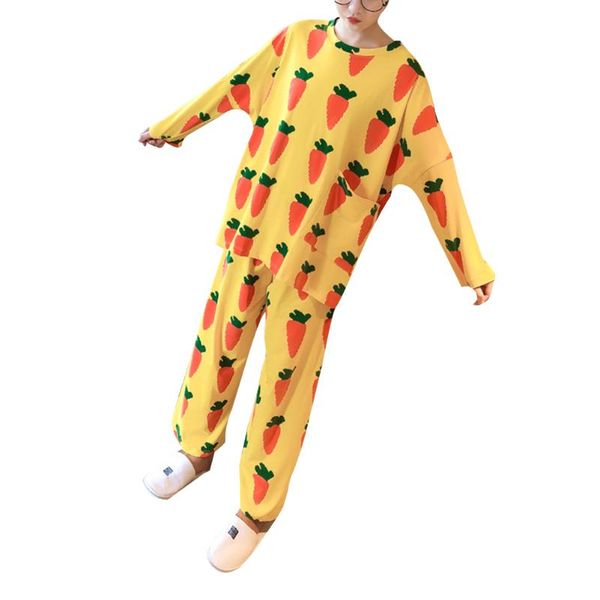 

spring and fall christmas set with cloth bag loose two-piece pajama sets for teen girls, White;red