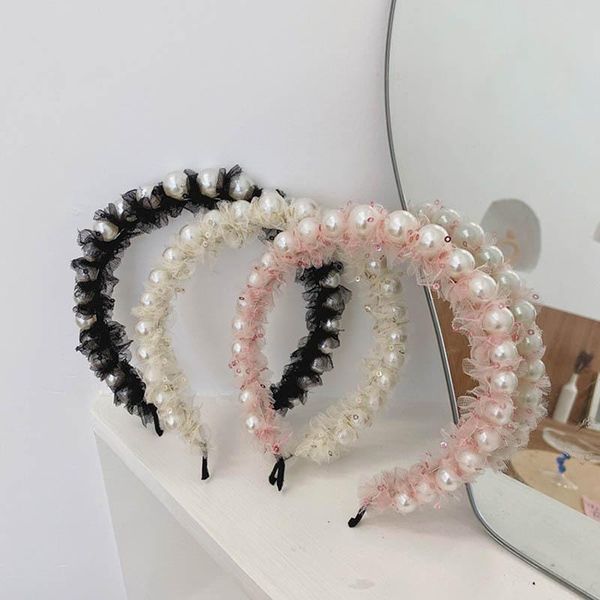 

ins lace pearl women hair sticks fashion sequin women headbands boutique girls designer headband hair accessories for women head bands, Slivery;white