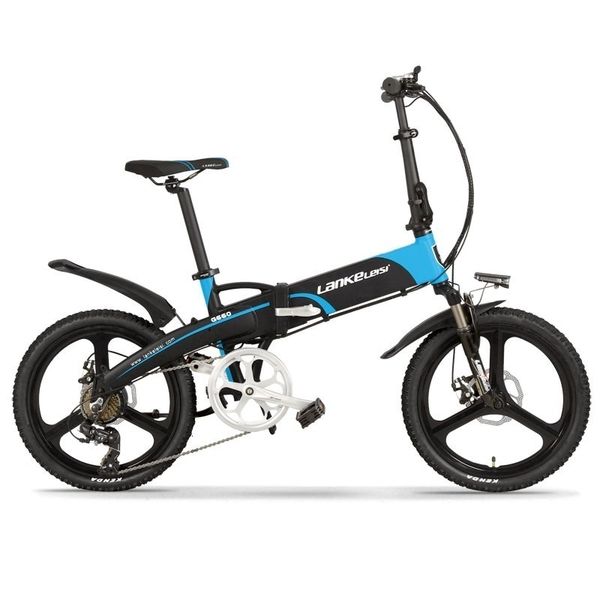 

electric ce certificate lankeleisi 20" folding g660-s bicycle 400w motor 13ah l g battery fold, Silver;blue