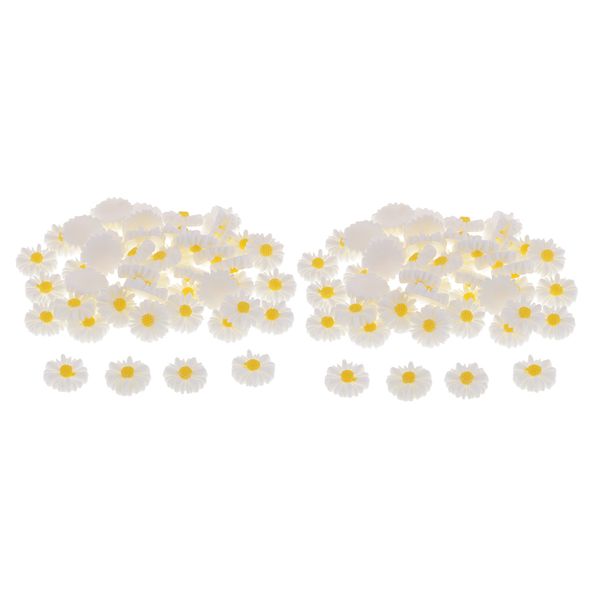 

100pieces смола цветок маргаритки flatback кабошон для diy волос смычка центр craft