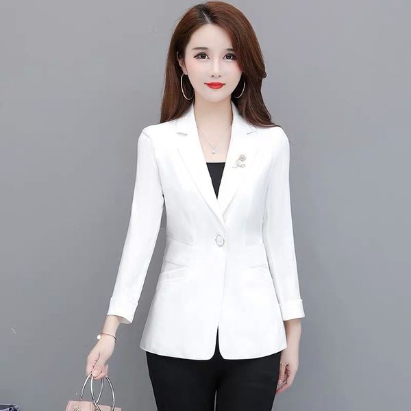 

blazer women's spring wear 2020 new temperament short man slim one button long sleeve short suit top, White;black
