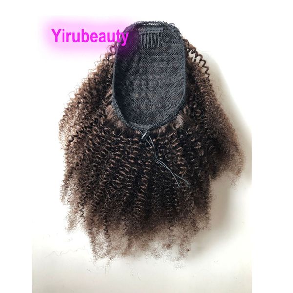 

2# color kinky curly ponytail hair extensions brazilian peruivan indian human hair ponytails curly 2# pure color 10-20inch afro kinky curly, Black
