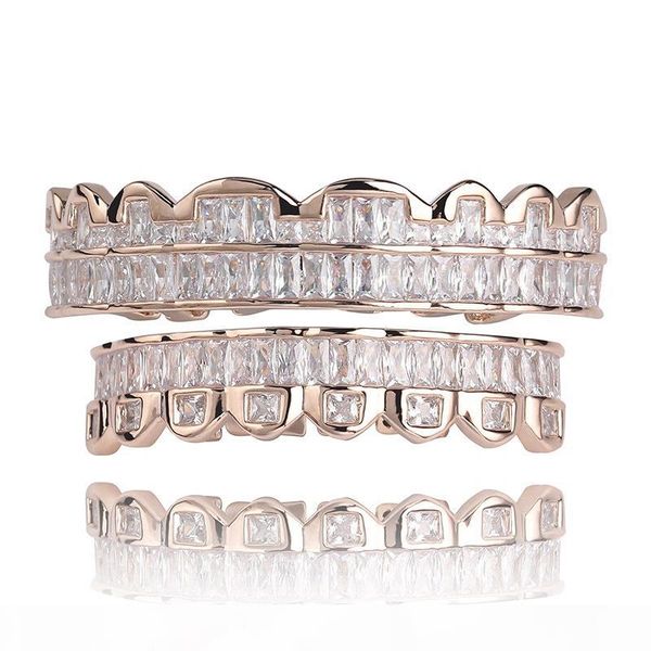 

hip hop jewelry mens bling diamond grills luxury designer jewlery iced out teeth grillz rapper hiphop gold silver rose fashion accessories, Black