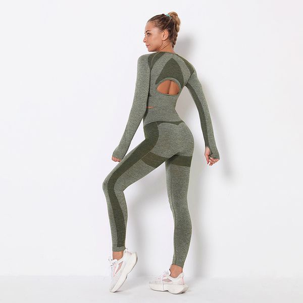 

yoga outfits svokor seamless set fitness sports suit hollow gym clothing long sleeve shirts high waist running leggings active wear, White;red