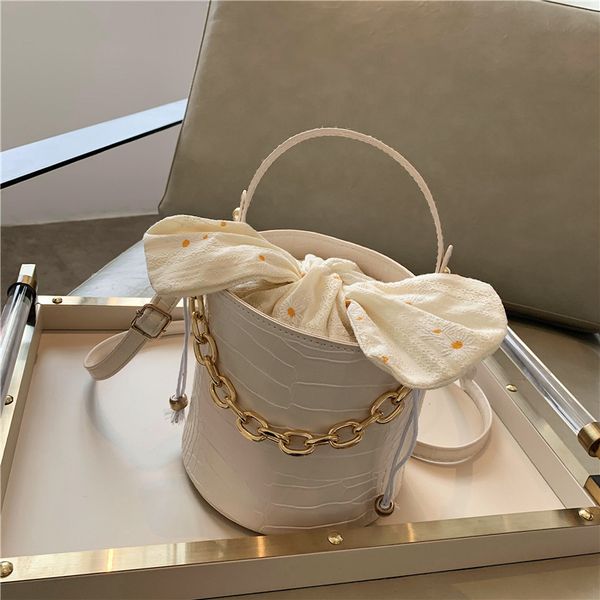 

the new bow crocodile pattern bag women 2020 korean version of the summer all-match shoulder bag portable bucket