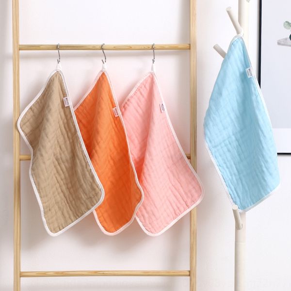 

grass and wood dyed pure cotton 6-layer plain combed yarn-dyed square class saliva baby small for saliva towel towel children