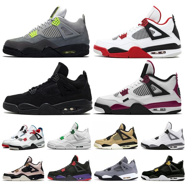 

2020 travis scott cactus jack jumpman neon 4 4s men women basketball shoes black cat fire red athletics mens womens trainers sports sneakers