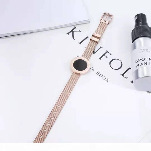 

e roman numerals bracelet 18 k rose gold elegant womens titanium steel bangle strap nickel ,not allergic ,not easy to tarnish, Black