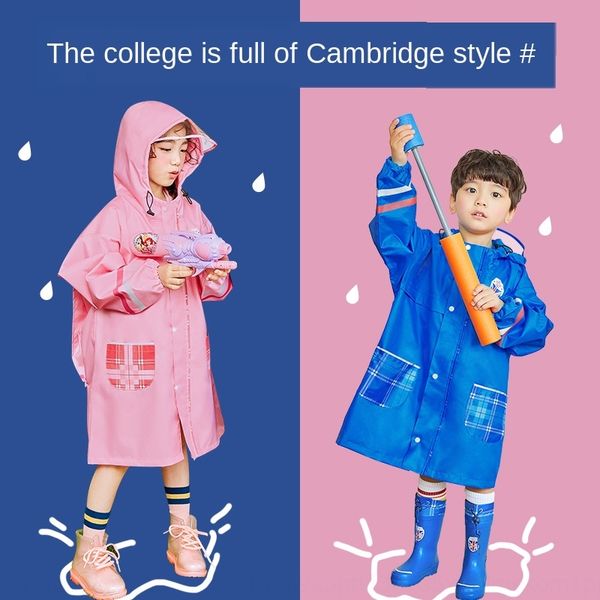 

kk tree children's raincoat boy with schoolbag girl child kindergarten baby poncho pupil raincoat big bag cloak cloak child, Black