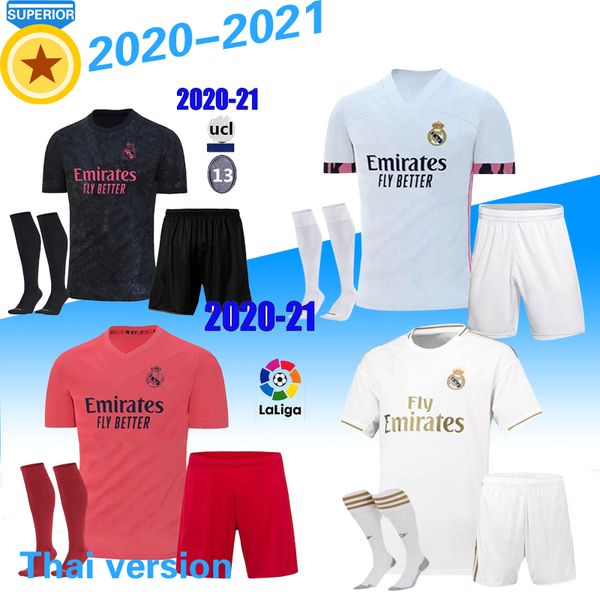

men 19 20 21 real madrid soccer jersey kits 2020 2021 sergio ramos hazard jovic vinicius benzema modric football shirts child uniforms, Black;yellow