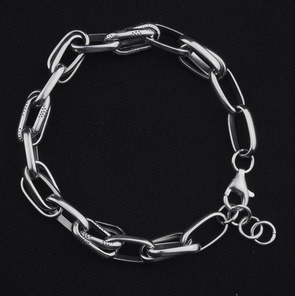 

sterling 925 silver jewelry simple women link chain bracelet (yrt, Black