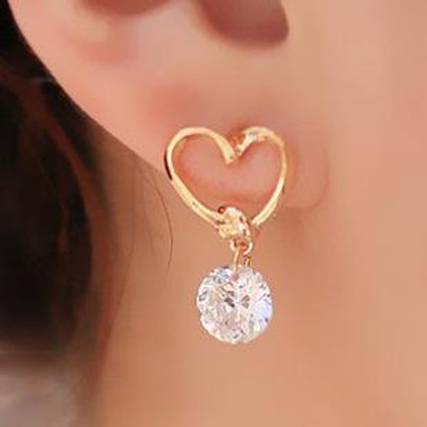 

crystal earings sweety allergy heart zircon ear pins bowknot faux pearl ear drop earrings, Silver