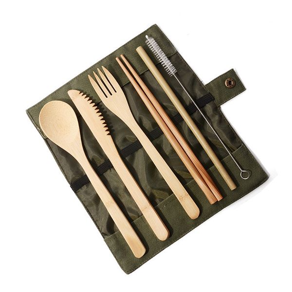 

деревянная посуда набор из бамбука чайную вилка суп нож catering ножевые набор мешок ткани кухня кулинария инструменты