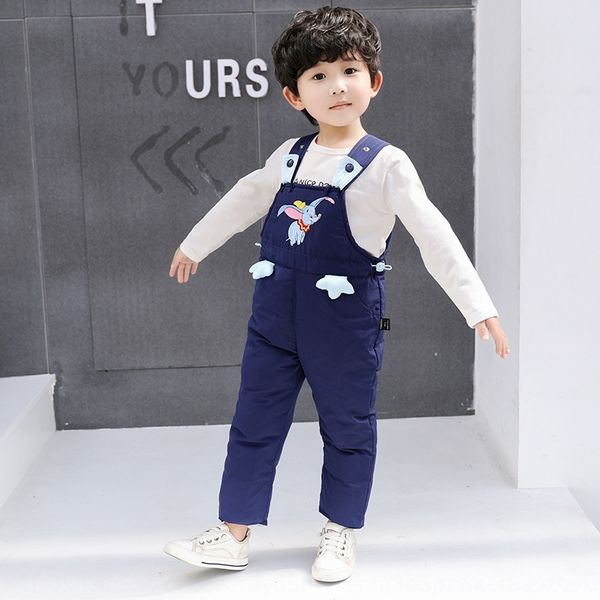 

2019 winter new children's down baby 2019 winter embroidered cartoon cute warm belt pants children's embroidered pants, Blue