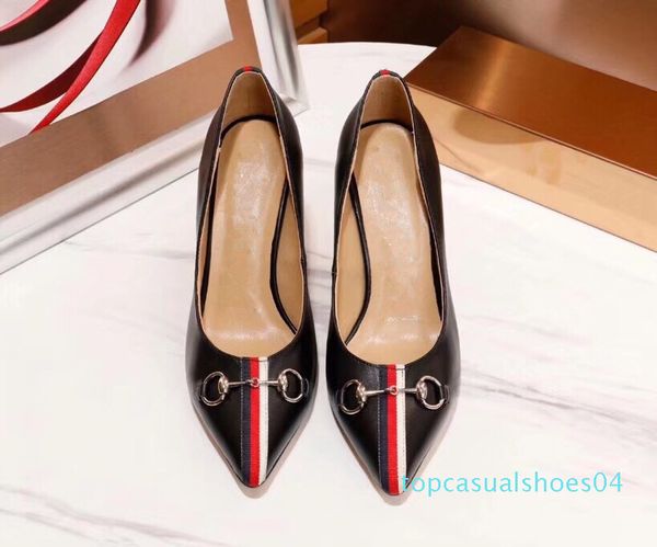 

2019 fashion designer women shoes red bottom high heels nude black red leather pointed toes pumps dress shoe t04