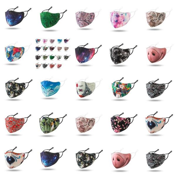 

silver designer face mask reusable funny nose masks mascherine high fashion washable cloth black red starry sky mask casss hwjh