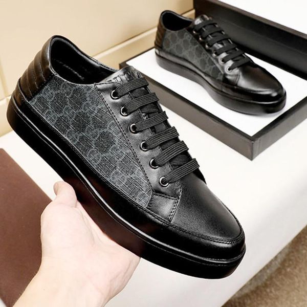 

new arrival mens shoes comfortable autumn and winter shoes fashion vintage leather lace -up low luxury men shoes with origin box, Black