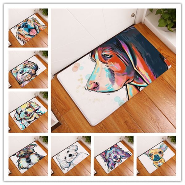 

c0n7l big face dog printed door digital printed floor bathroom non-slip digital floor mat kitchen bathroom strip water absorbing anti-skid m