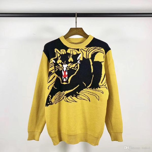 

2019 winter pullover sweater cartoon cat knitting long sleeve o-neck slim fashion clothes men sweater style sweater, White;black