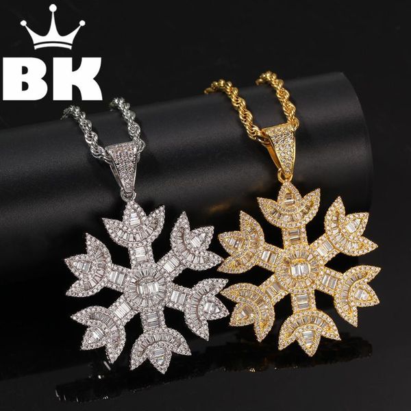 

the bling king custom snow flake necklace hiphop full iced out cubic zirconia gold sliver cz stone, Silver