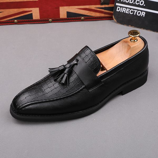 

2020 men casual shoes new spring and autumn men flats tassels slip on male oxfords fashion leather shoes zapatillas hombre, Black