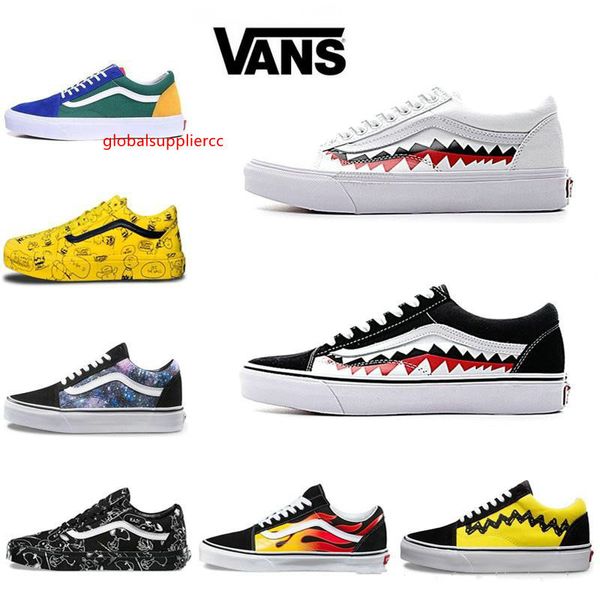 

new old skool men women casual shoes rock flame yacht club sharktooth peanuts skateboard mens canvas skate sneakers slip on, Black;green