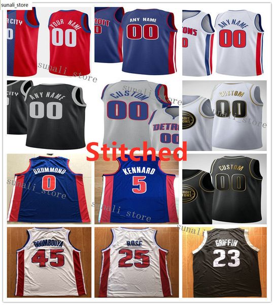 

сшитый мужчины blake 23 griffin 20 knight tony 17 снелл 31 henson деррик 25 rose luke 5 kennard thon 7 чайник секу 45 doumbouya трикотажных, Black;red