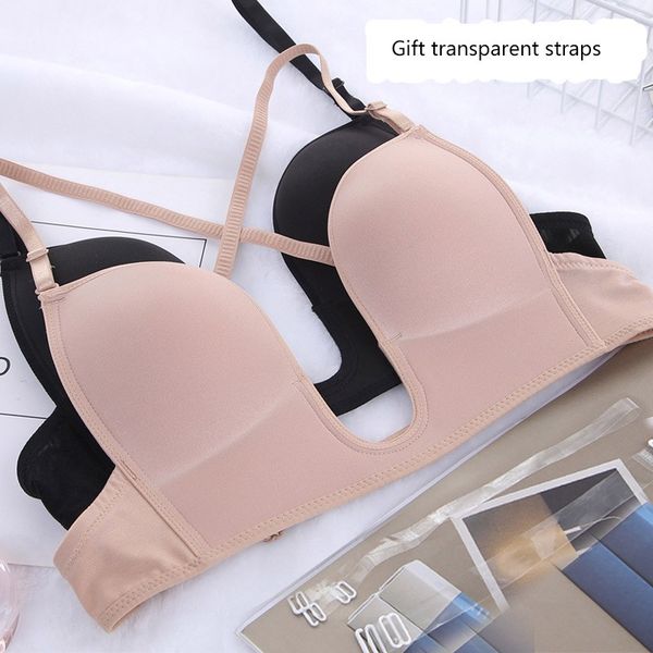 

sexy u образный бюстгальтер провода бесплатный half cup push up bra бесшовные sexy back белье нижнее белье свадьба невидимый женщин, Red;black