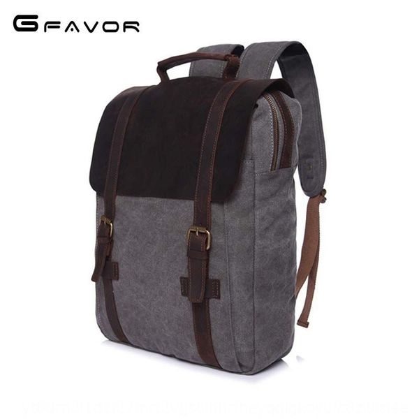 

yuandian leather bag crazy horse skin men's canvas bag canvas backpack casual men's backpack backpack