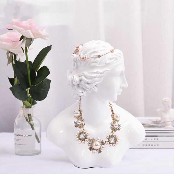 

[DDisplay]Resin Goddness Statue White Jewelry Display Stand Graceful Necklace Standing Showcase Glamour Beauty Lady Pendant Display Holder