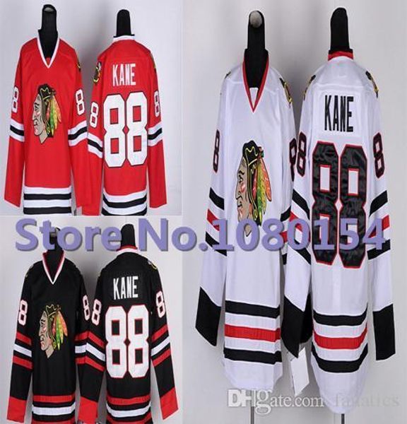 

оптовая молодежь чикаго blackhawks хоккей детки детские детские 88 патрик кейн джерси белый черный красный спортивный одежда все вышивка, Black;red