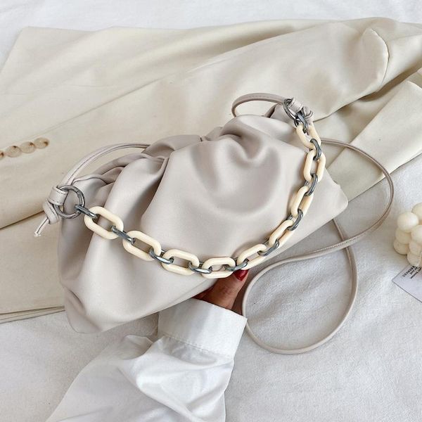 

small pu leather crossbody bags for women new color chain female shoulder handbags solid color ladies' travel cloud tote bags