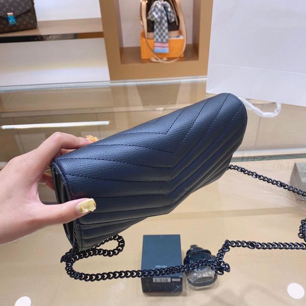 

ladies brand bag fashion chain clutch bag 3a quality leather designer brand lady lattice chain handbag leather wallet