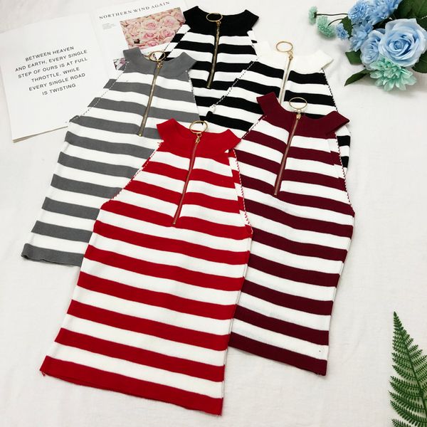 

han edition metal zipper women knitting wears outside ring brief paragraph off-the-shoulder joker vest sleeveless neck rend, White