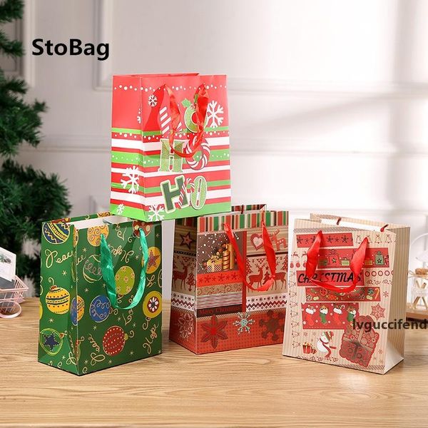 

stobag 12pcs red/green christmas paper gift bags ticken package supplies tote bags party baby show cake decorating