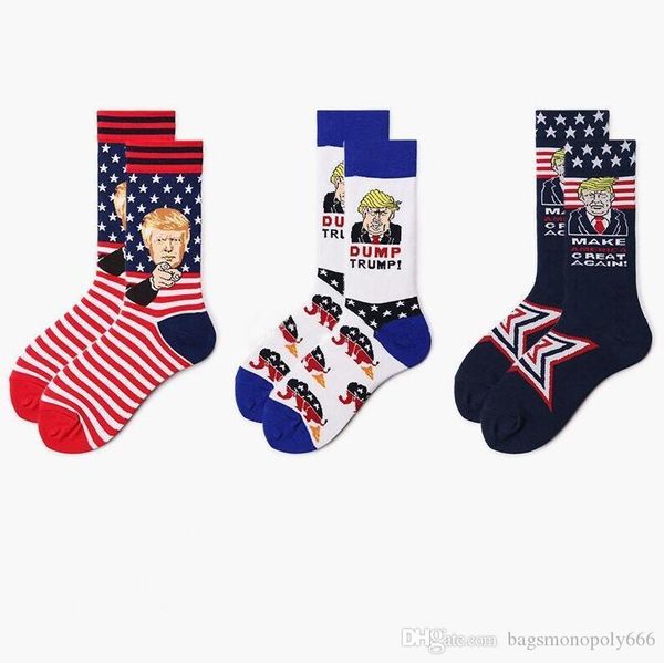 

2020 trump stripes mid-теленок носки мужских люди женщина носки хлопка президент дональд трамп новых весёлые носки 3 цвет 6 пара, Black