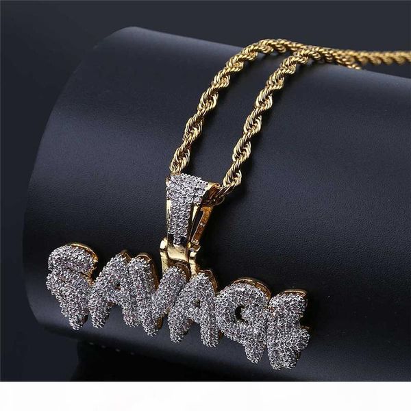 

mens hip hop jewelry iced out 18k gold plated fashion bling bling letter pendant men necklace gold filled for gift present, Silver