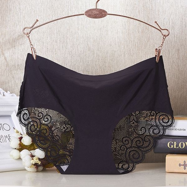 

i2hdl ice silk seamless underpants and underwears mid-waist lace-edge briefs for underwear ice silk seamless women underpants and, Black;white