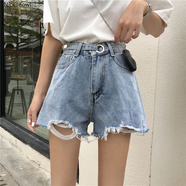 

high waist ripped jean shorts women summer loose casual denim shorts new 2020 korean style all-match ladies short jeans, White;black