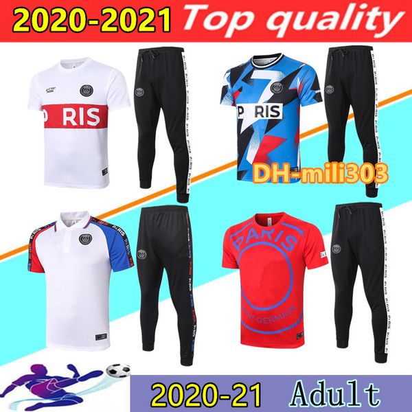 

new 2020 2021 paris soccer short sleeve training suit survetement 20/21 mbappe icardi maillot de foot football jogging air jordam tracksuit, Black