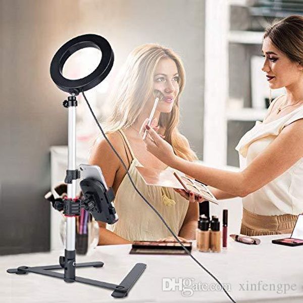 

Ring Light with Desktop Stand ,Mini LED Camera Light with Cell Phone Holder Table Top LED Lamp with 3 Light Modes & 11 Brightness Level