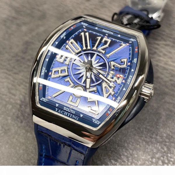 

abf factory automatic mechanical movement eta2824 watch by 44mm316 fine steel blue yacht literal sapphire crystal glass rubber watchband, Slivery;brown