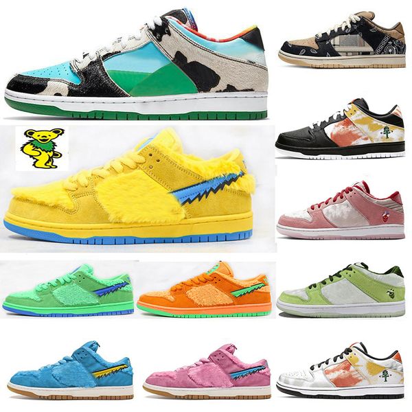 

2020 new sb dunk low grateful dead bears yellow spark bright ceramic opti yellow designer dancing bears skateboarding casual shoes 36-46